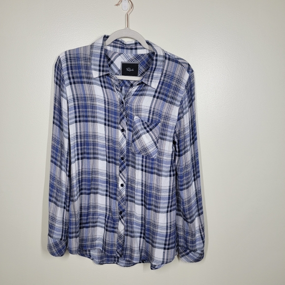 Rails long sleeved plain flannel button up shirt blue size small - Picture 1 of 6